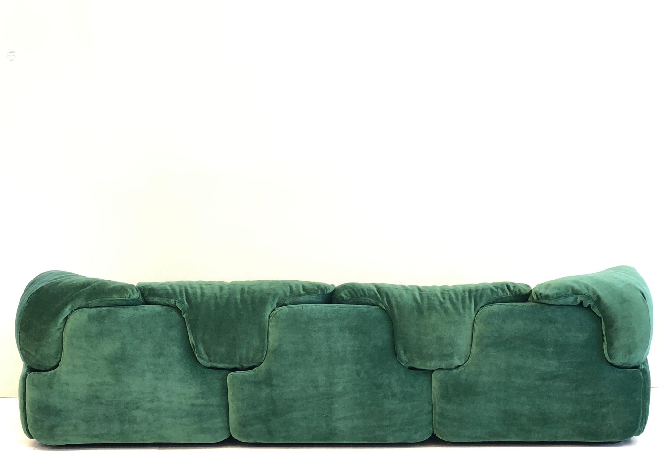 Pair of Italian Emerald Green Mohair Sofas by Alberto Rosselli for Saporiti 6