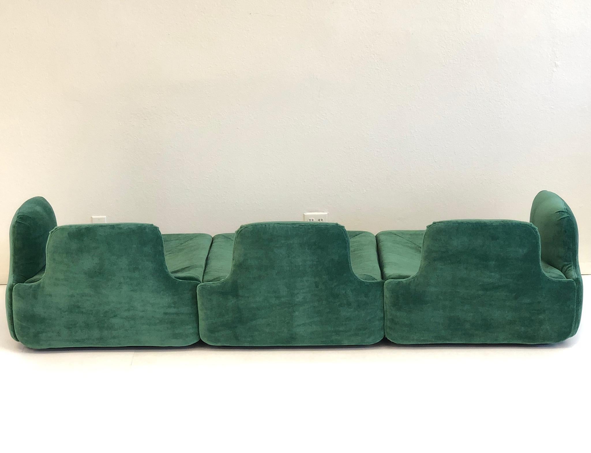 Pair of Italian Emerald Green Mohair Sofas by Alberto Rosselli for Saporiti  11