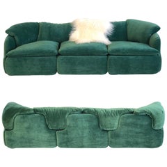 Pair of Italian Emerald Green Mohair Sofas by Alberto Rosselli for Saporiti 