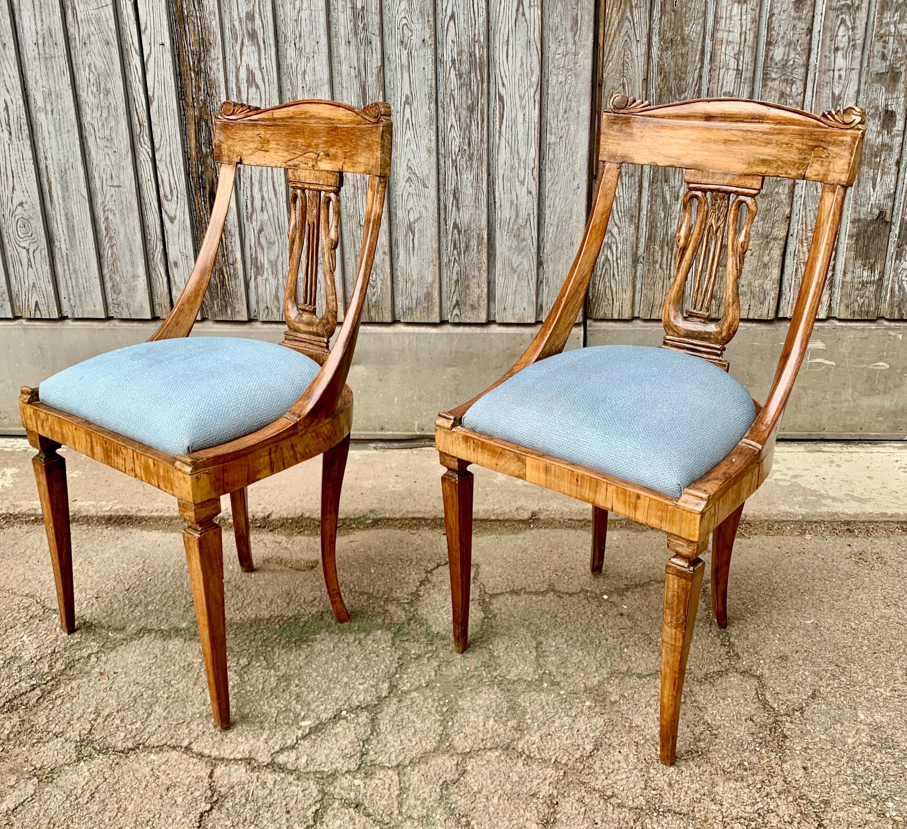 Paire de chaises de salle à manger Empire italien du début du 19ème siècle en vente 8