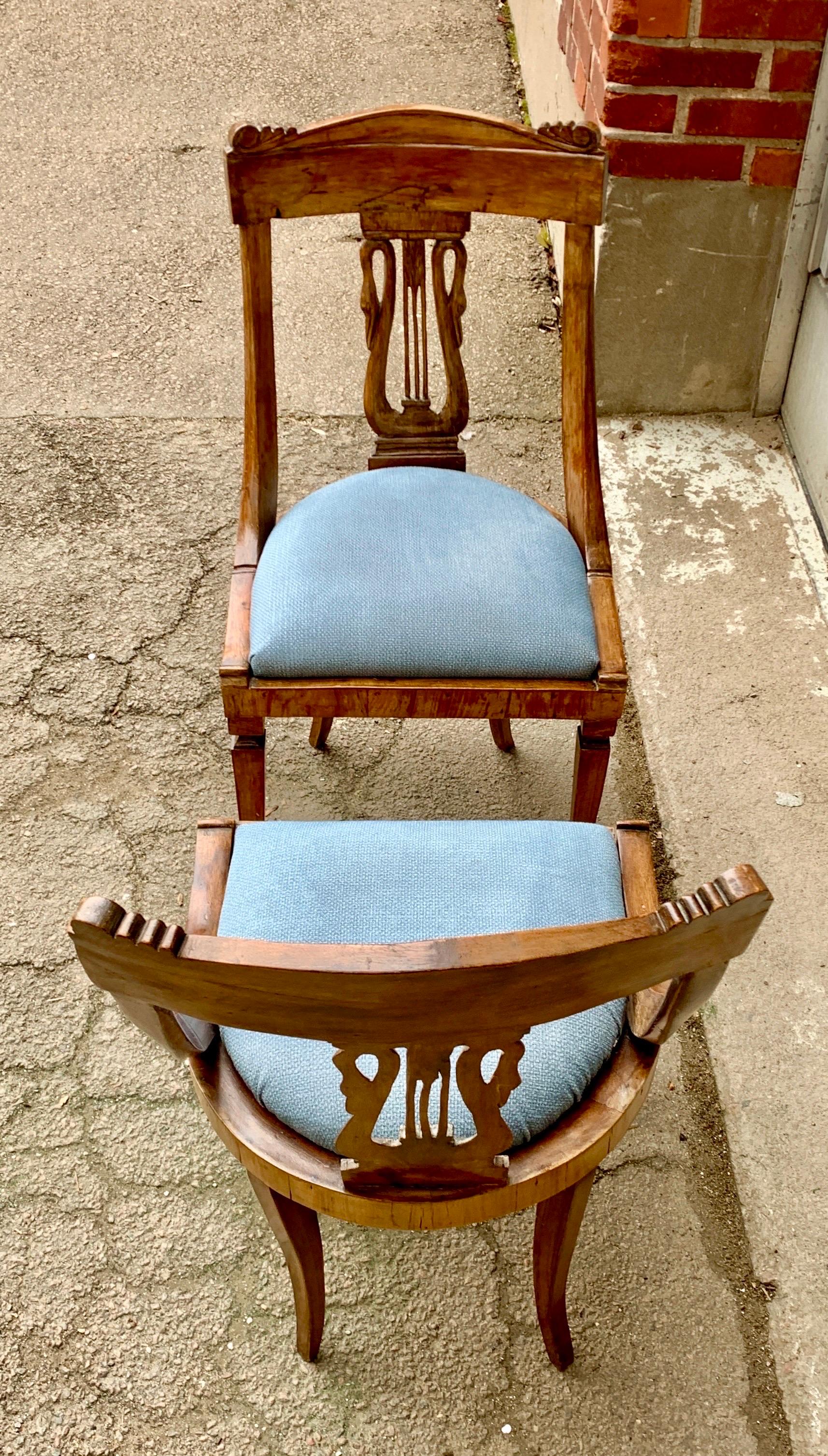 Paire de chaises de salle à manger Empire italien du début du 19ème siècle en vente 11