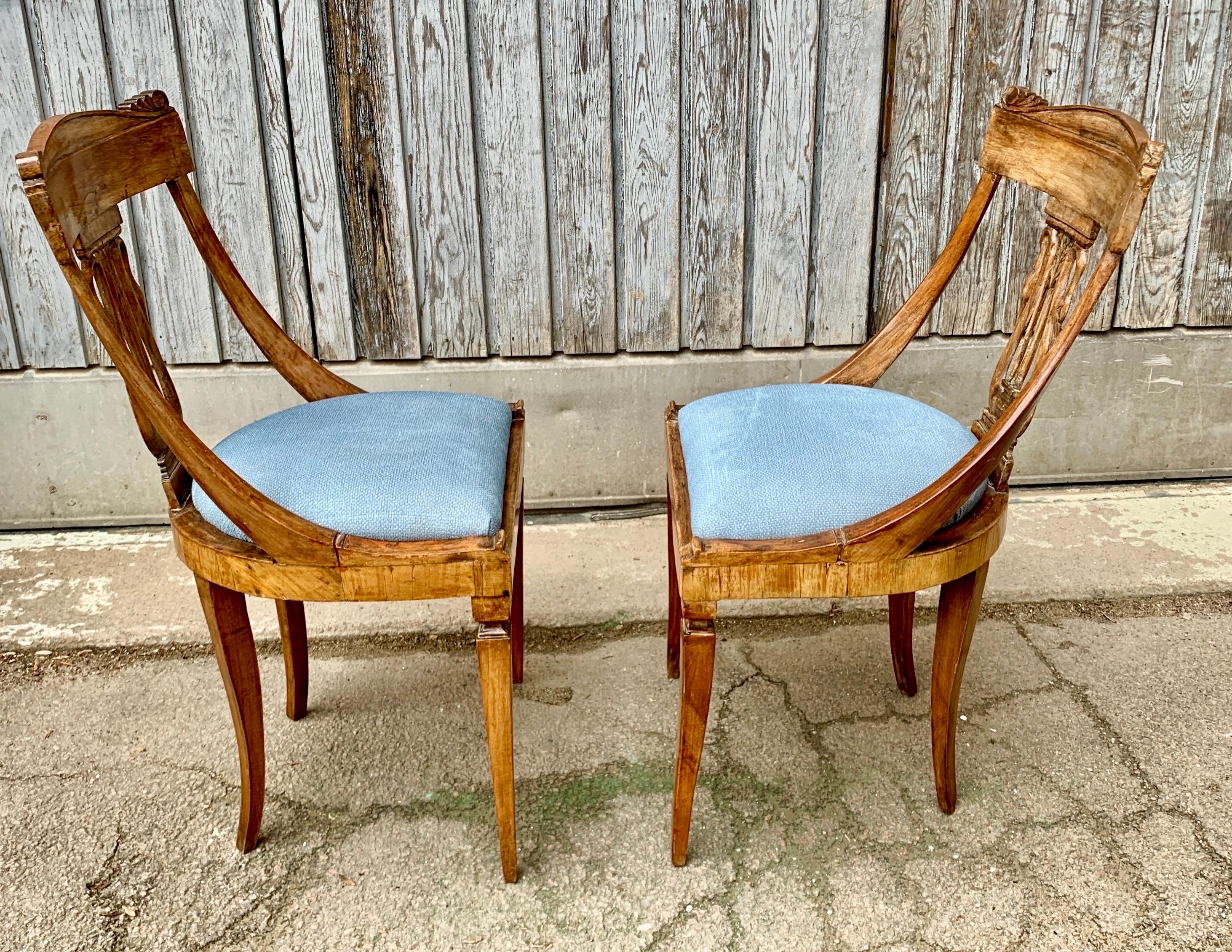 Paire de chaises de salle à manger Empire italien du début du 19ème siècle en vente 12
