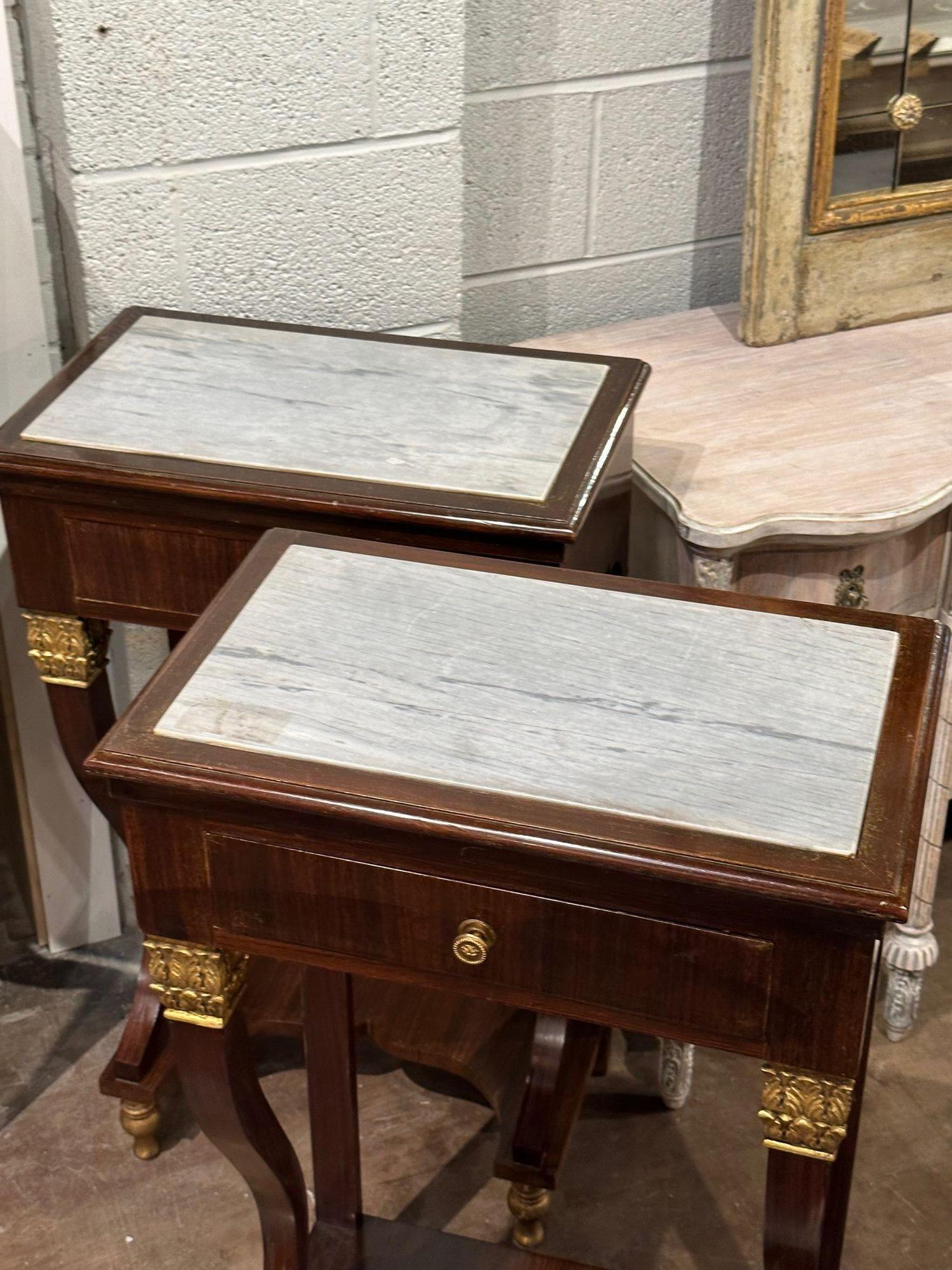 Late 19th Century Pair of Italian Empire Side Tables For Sale