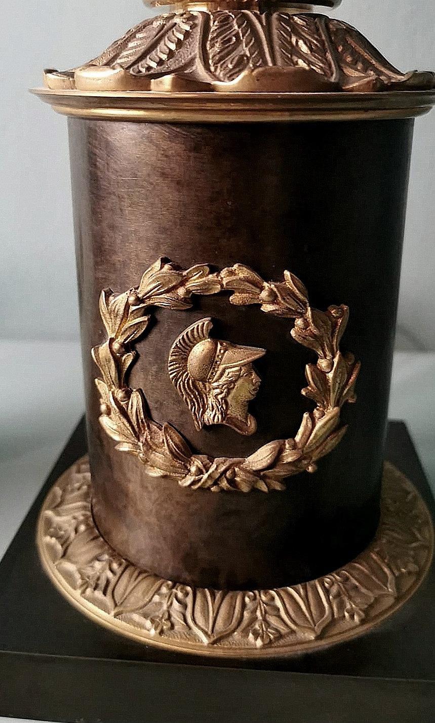 Pair Of Italian Empire-Style Table Lamps In Bronze And Brass 7