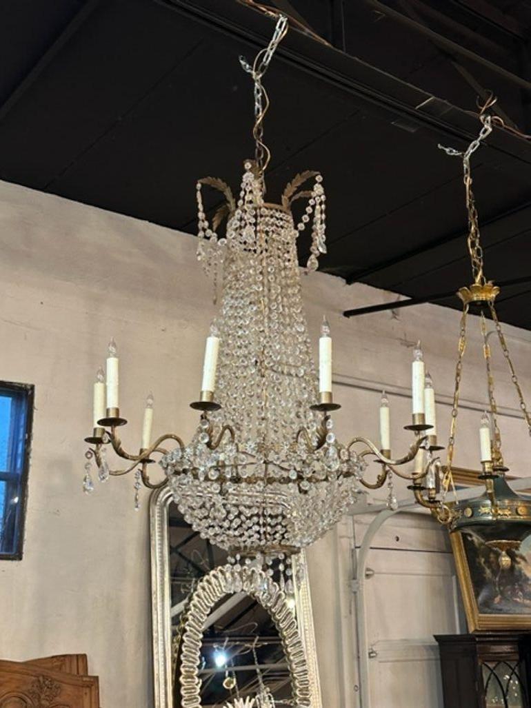 Pair of Italian Empire Tole Basket Chandeliers For Sale 1