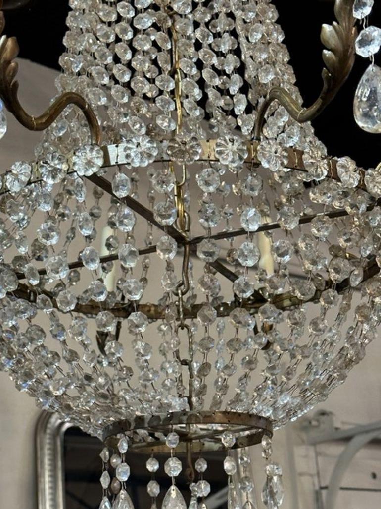 Pair of Italian Empire Tole Basket Chandeliers For Sale 2