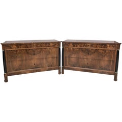 Pair of Italian Empire Walnut Commodes Pair of Italian Empire Walnut Commodes