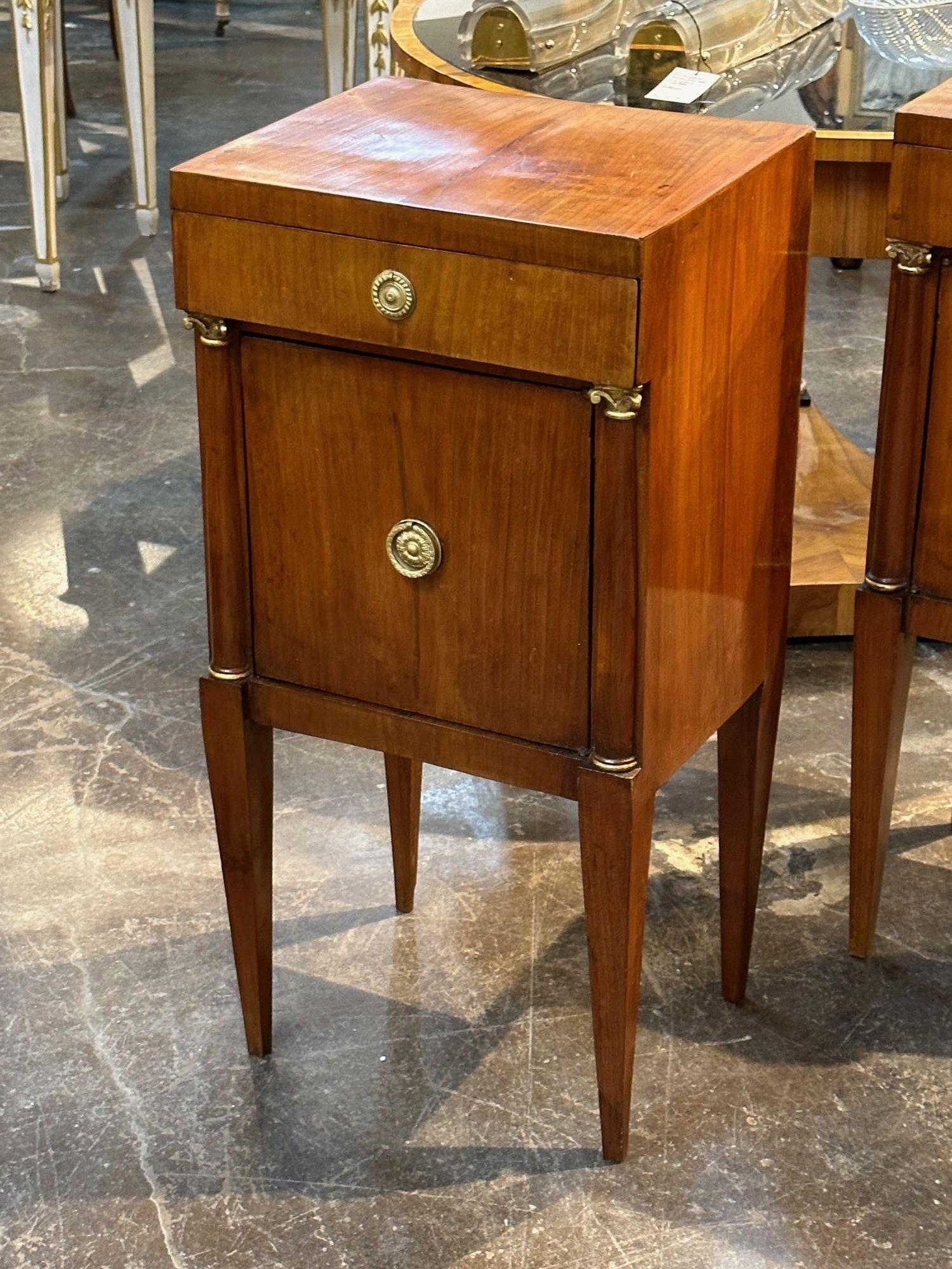 Pair of Italian Empire Walnut Side Tables In Good Condition For Sale In Dallas, TX