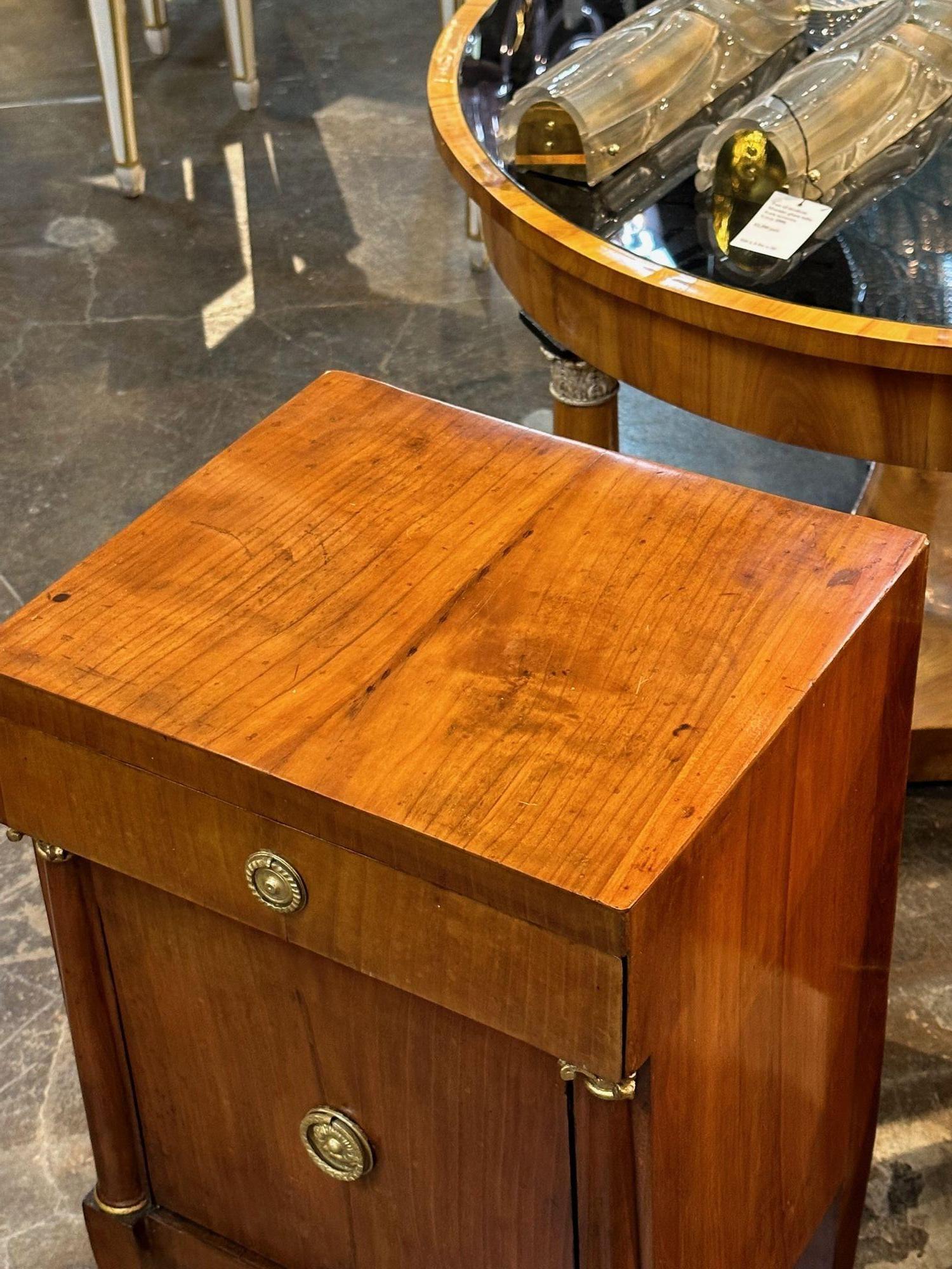 Pair of Italian Empire Walnut Side Tables For Sale 1