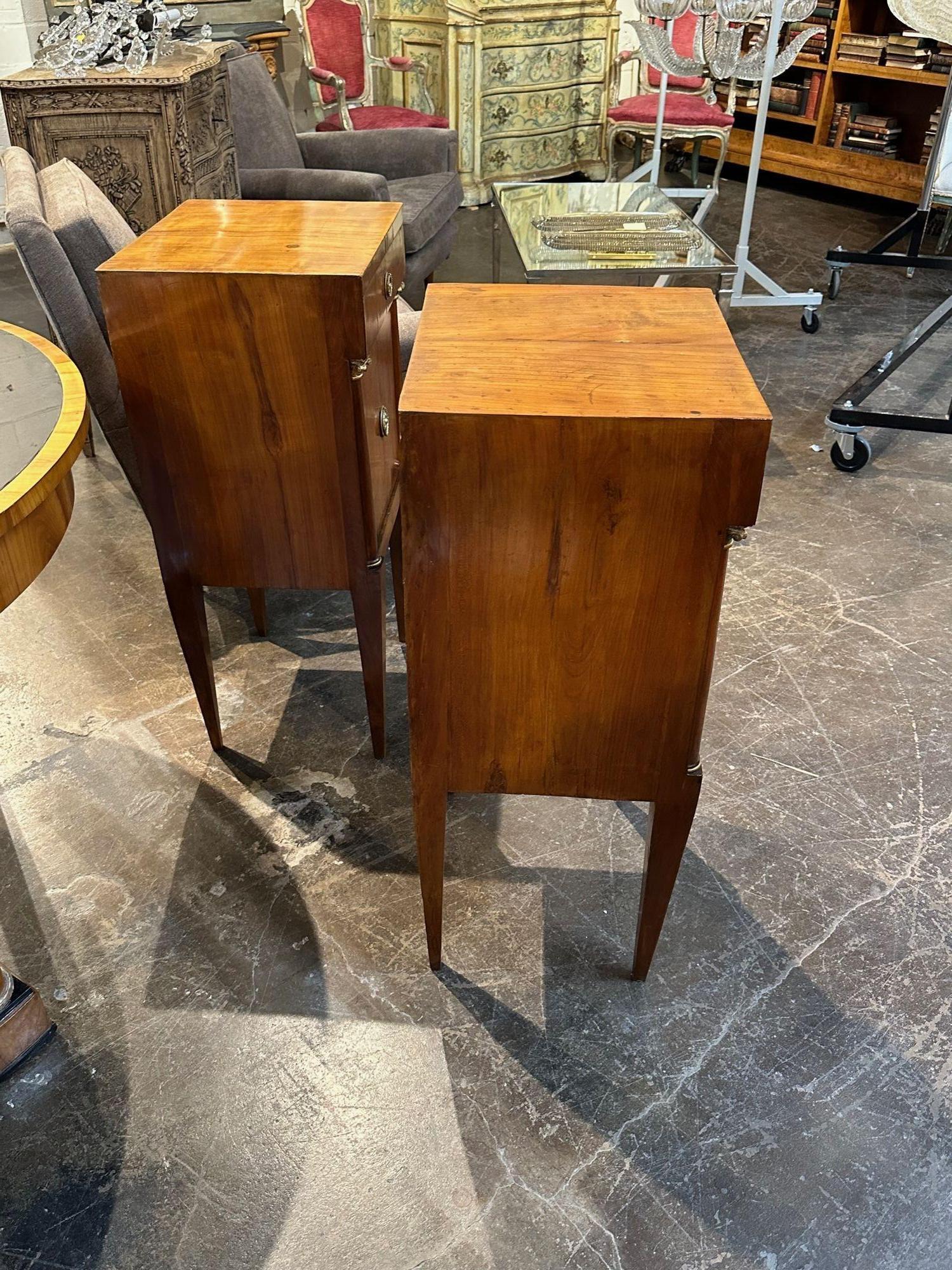 Pair of Italian Empire Walnut Side Tables For Sale 3