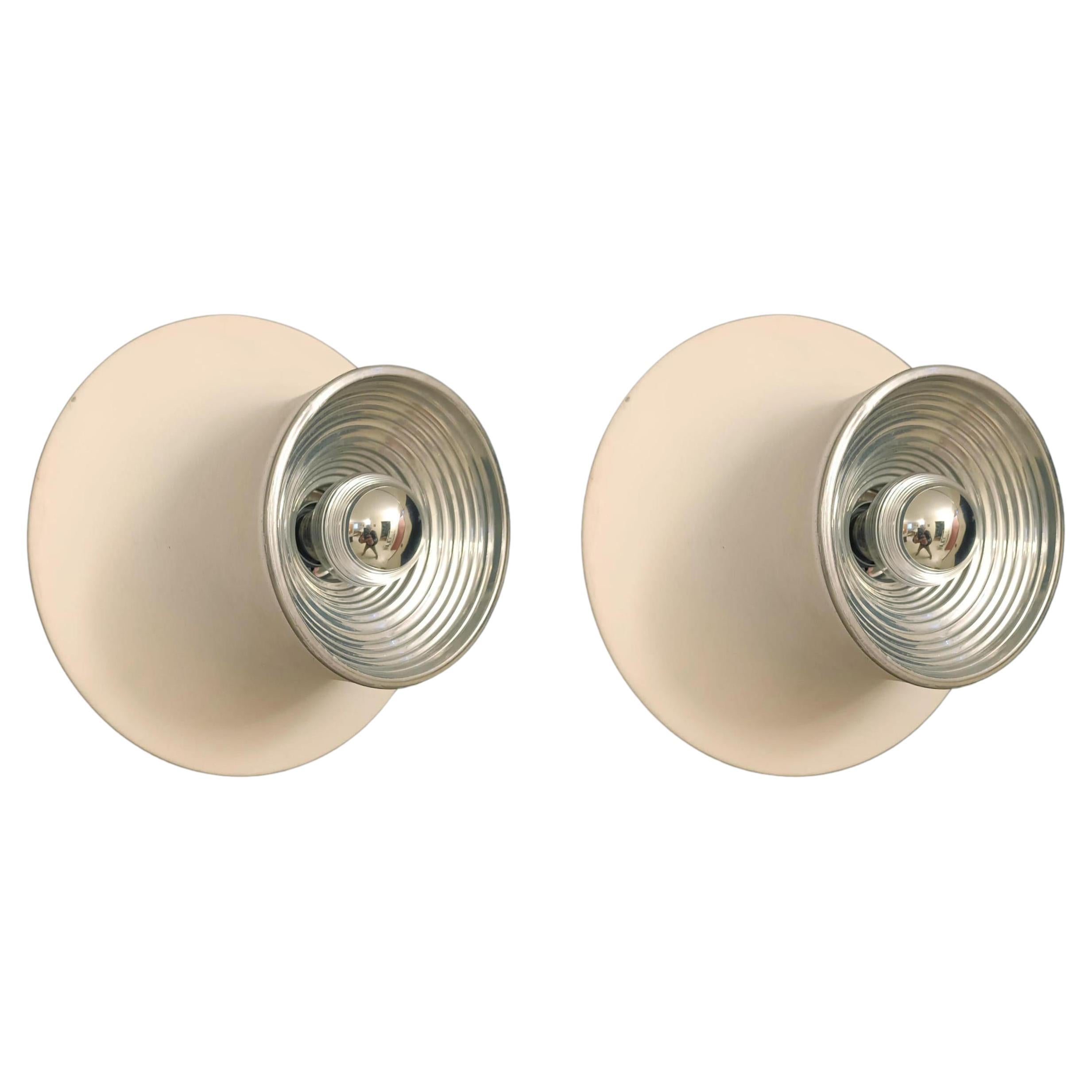 Pair of Italian Enameled Aluminum Sconces / Flush Mounts, 3 Pairs Available For Sale