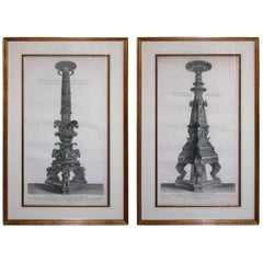 Pair of Italian Engravings of Monumental Torchieres by Giovanni Piranesi
