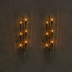 Pair of Italian Etched Glass Sconces by Pietro Chiesa for Fontana Arte, 1950s
