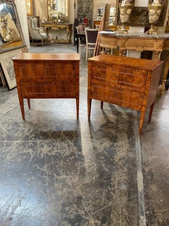 Pair of Italian Exotic Black Walnut 2 Drawer Bedside Tables