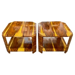 Pair of Italian Exotic Wood Art Deco Style Tables