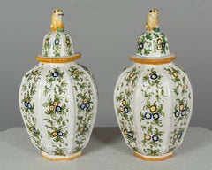 Pair of Italian Faience Urns