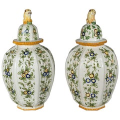 Pair of Italian Faience Urns