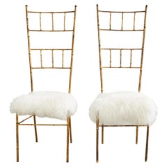Pair of Italian Faux Bamboo Gilt Chiavari Style Chairs