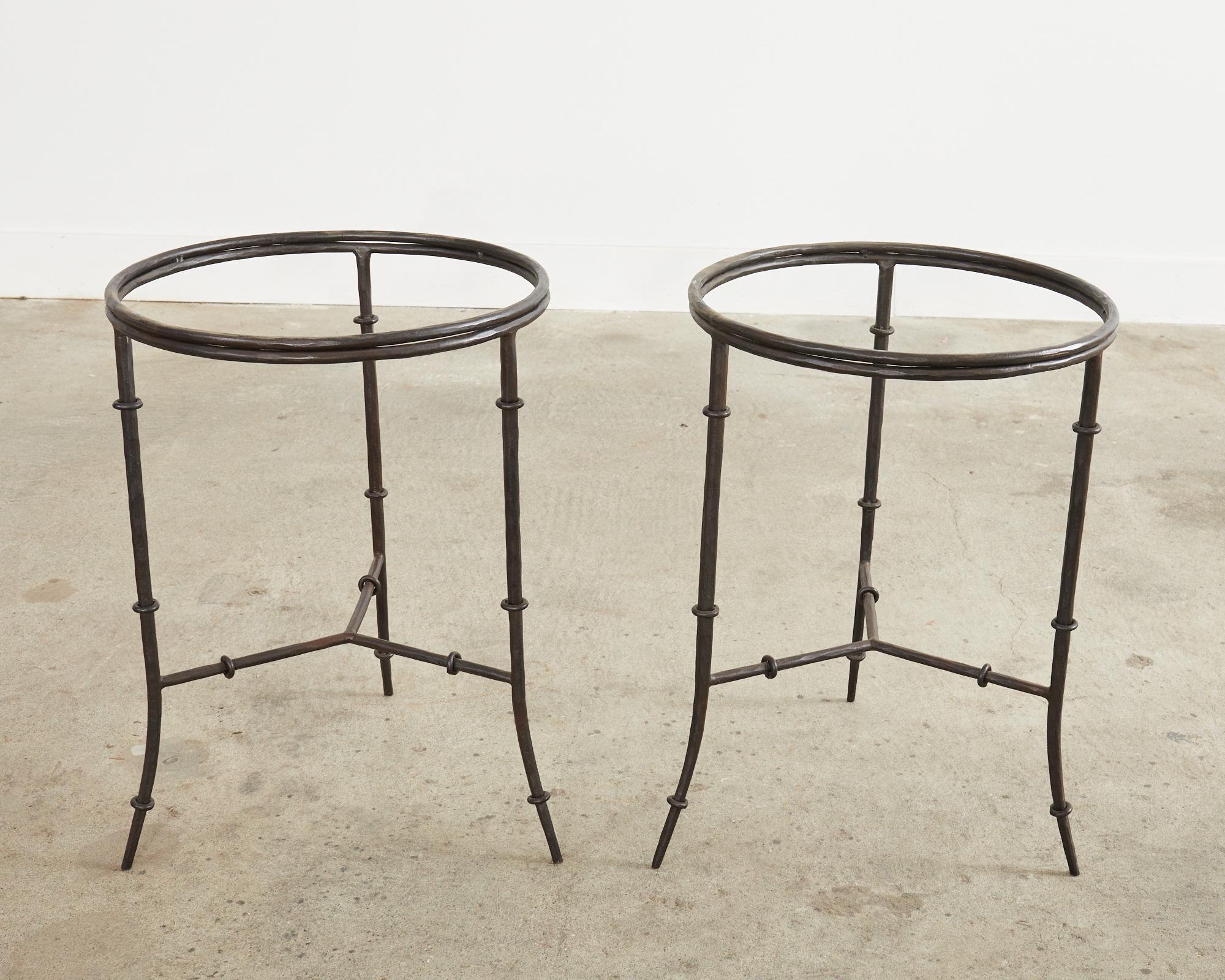 Pair of Italian Faux Bamboo Iron and Marble Drink Tables 12