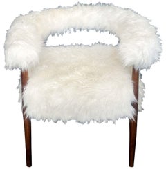 Pair of Italian Faux Goat Armchairs in the Style of Nanna Ditzel, c. 1970's