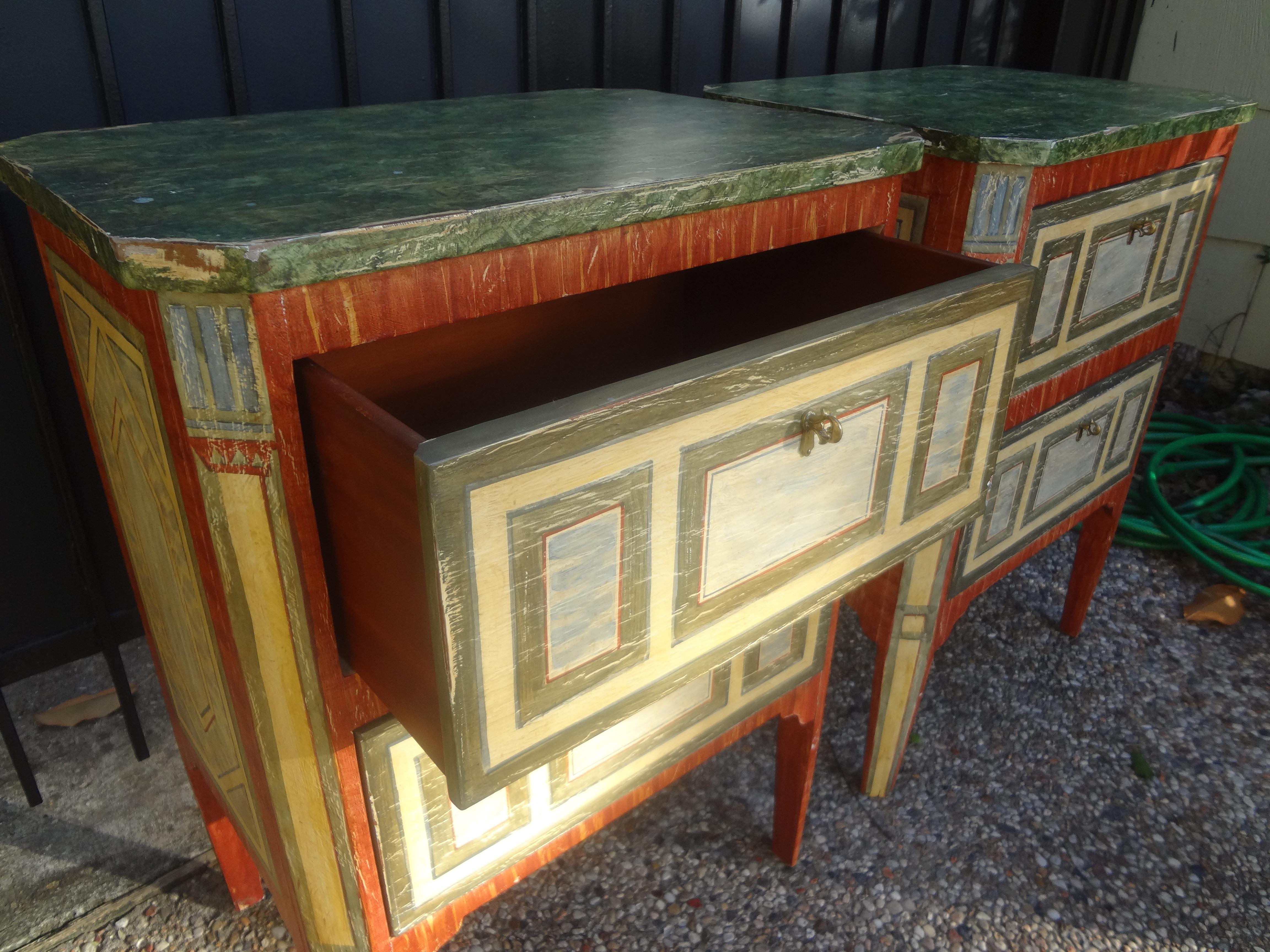 Pair of Italian Faux Marble Painted Chests or Commodini 2