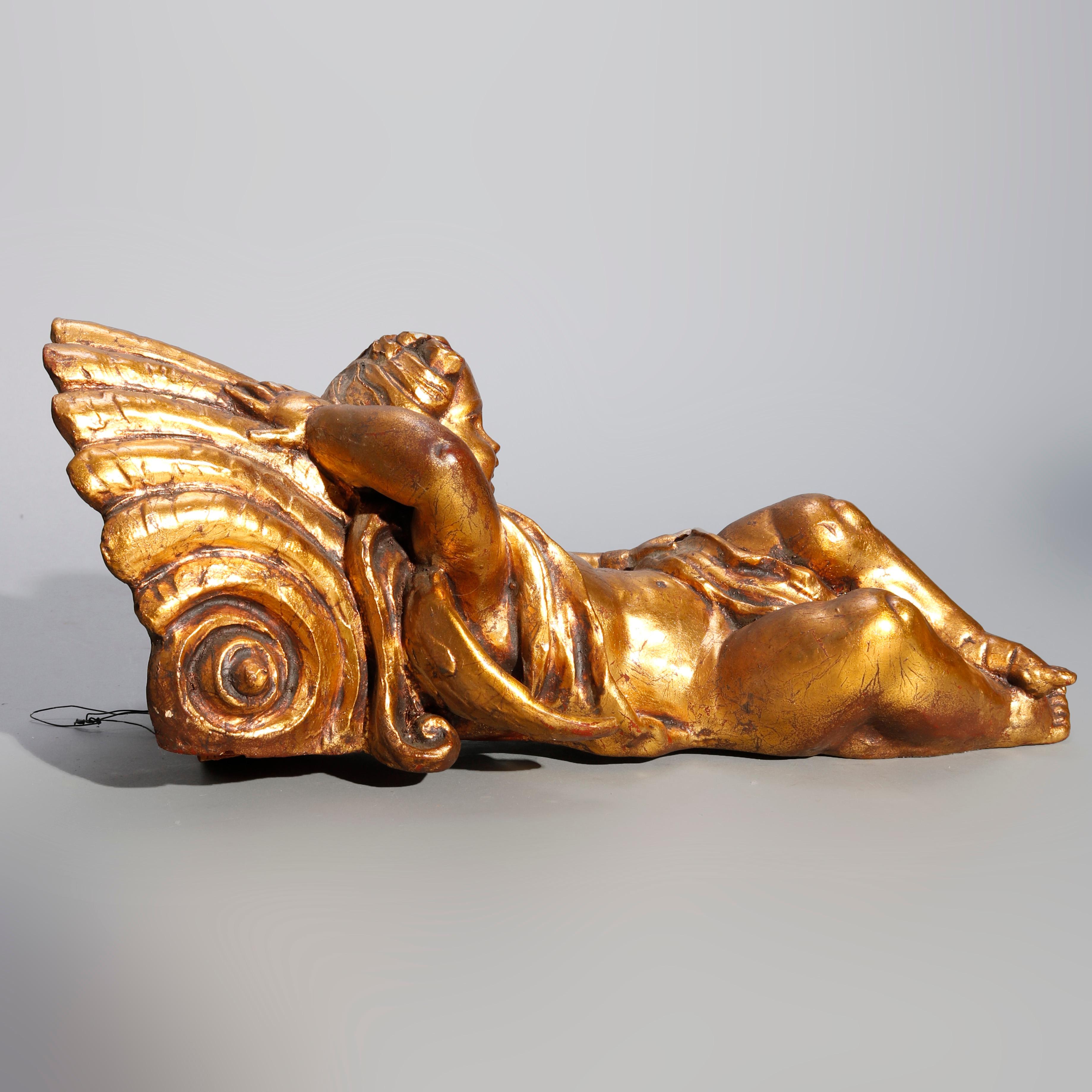 Pair of Italian Figural Cherub & Shell Gold Giltwood Wall Sculptures 20thC

Measures - 16.5