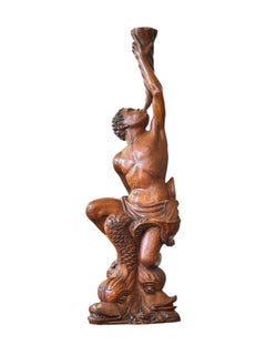 Pair of Italian Figural walnut Lamps - Circa 1820