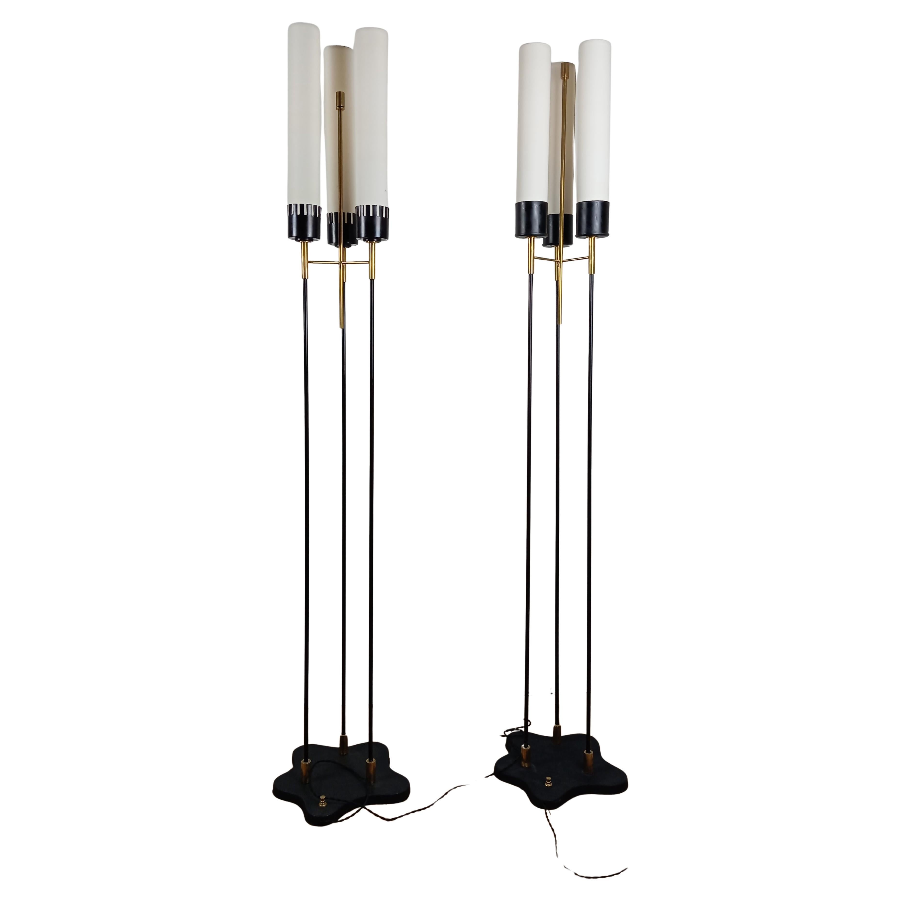Pair of Italian floor lamps by Stilnovo circa 1950 For Sale