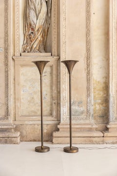 Pair of Italian floor lamps in brass