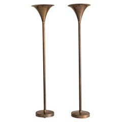 Pair of Italian floor lamps in brass