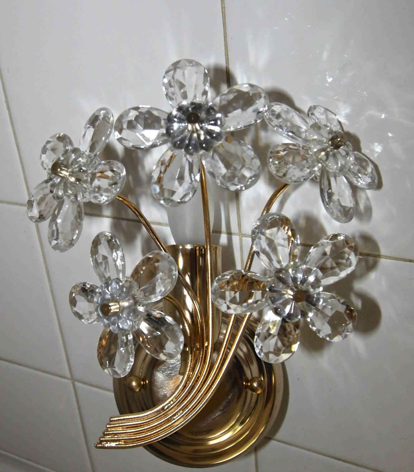 Pair of Italian Floral Crystal Wall Sconces 6
