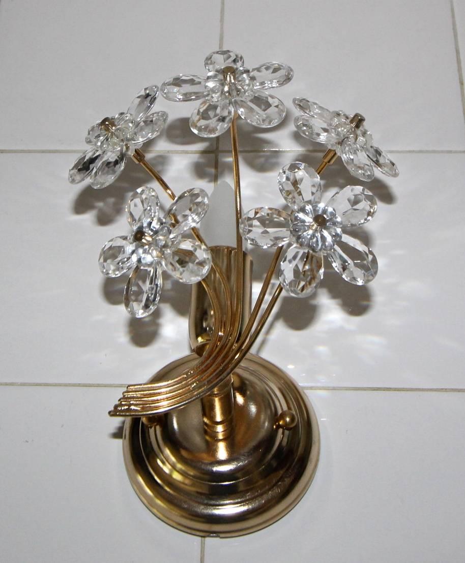 Pair of Italian Floral Crystal Wall Sconces 7
