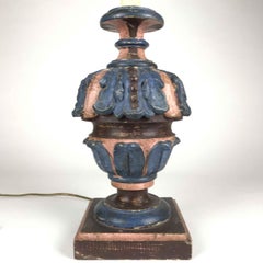 Pair of Florentine Blue Rose Hand-Carved Table Lamps by Bartolozzi Maioli, 1970