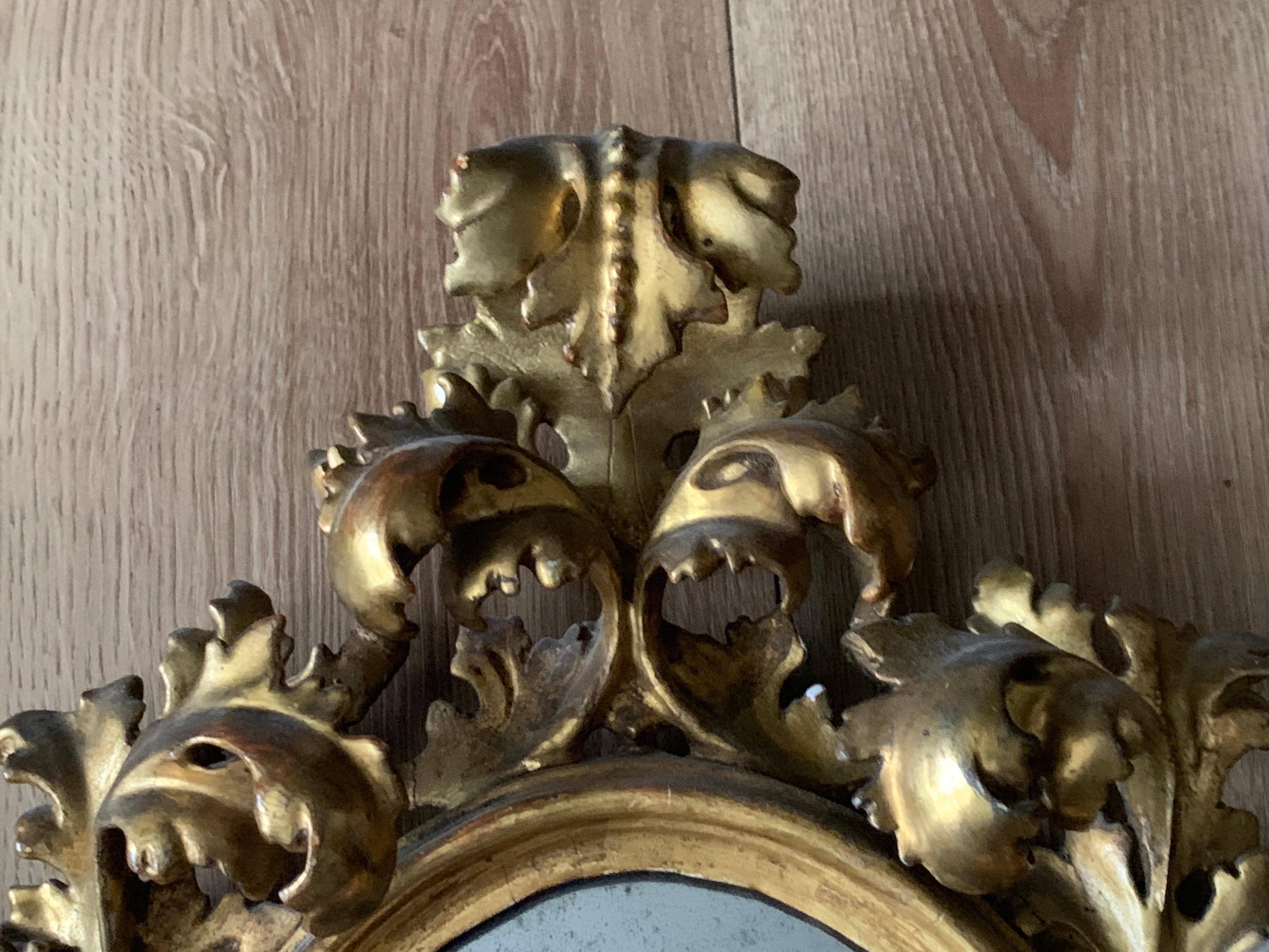 Rococo Pair of Italian Florentine Carved Giltwood Mirrors, C.1870 For Sale