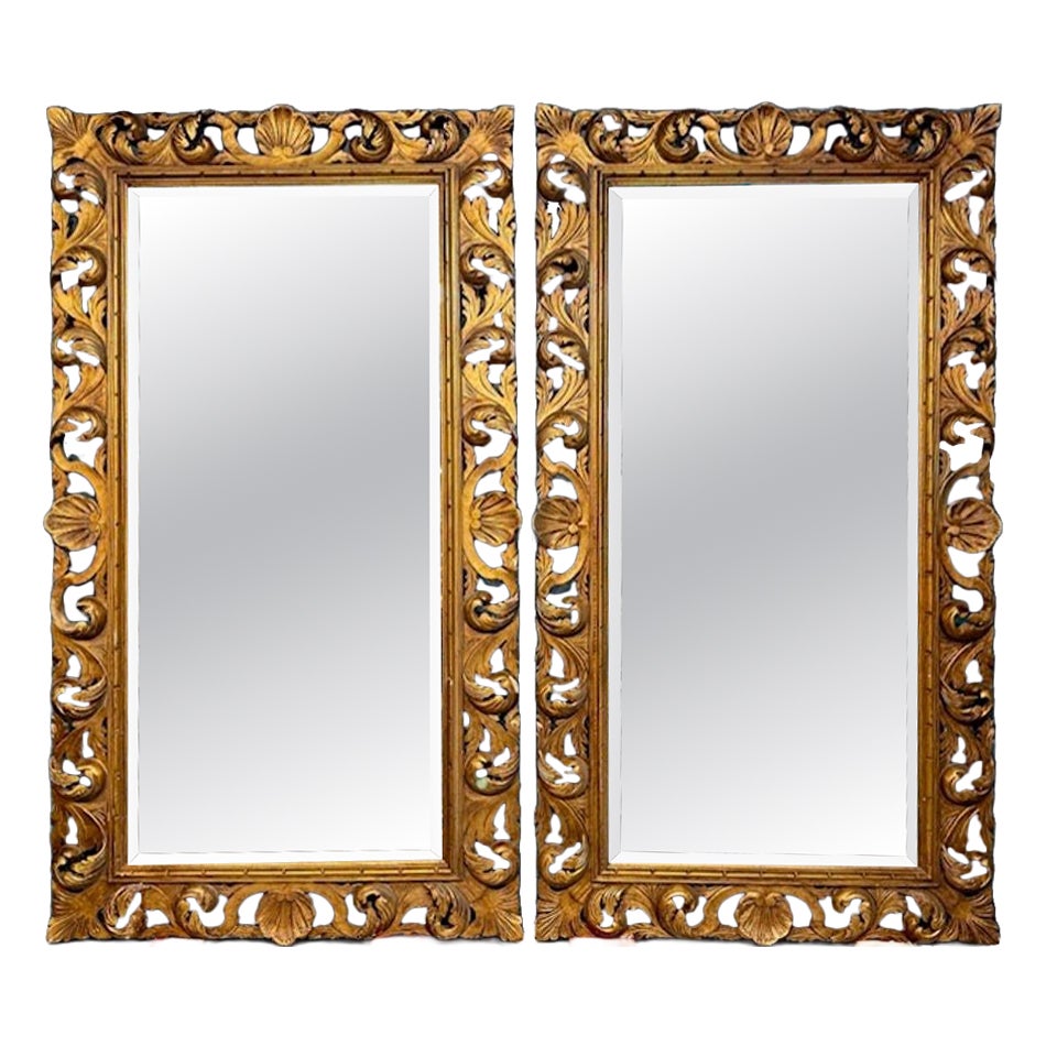 Pair of Italian Florentine Giltwood Mirrors