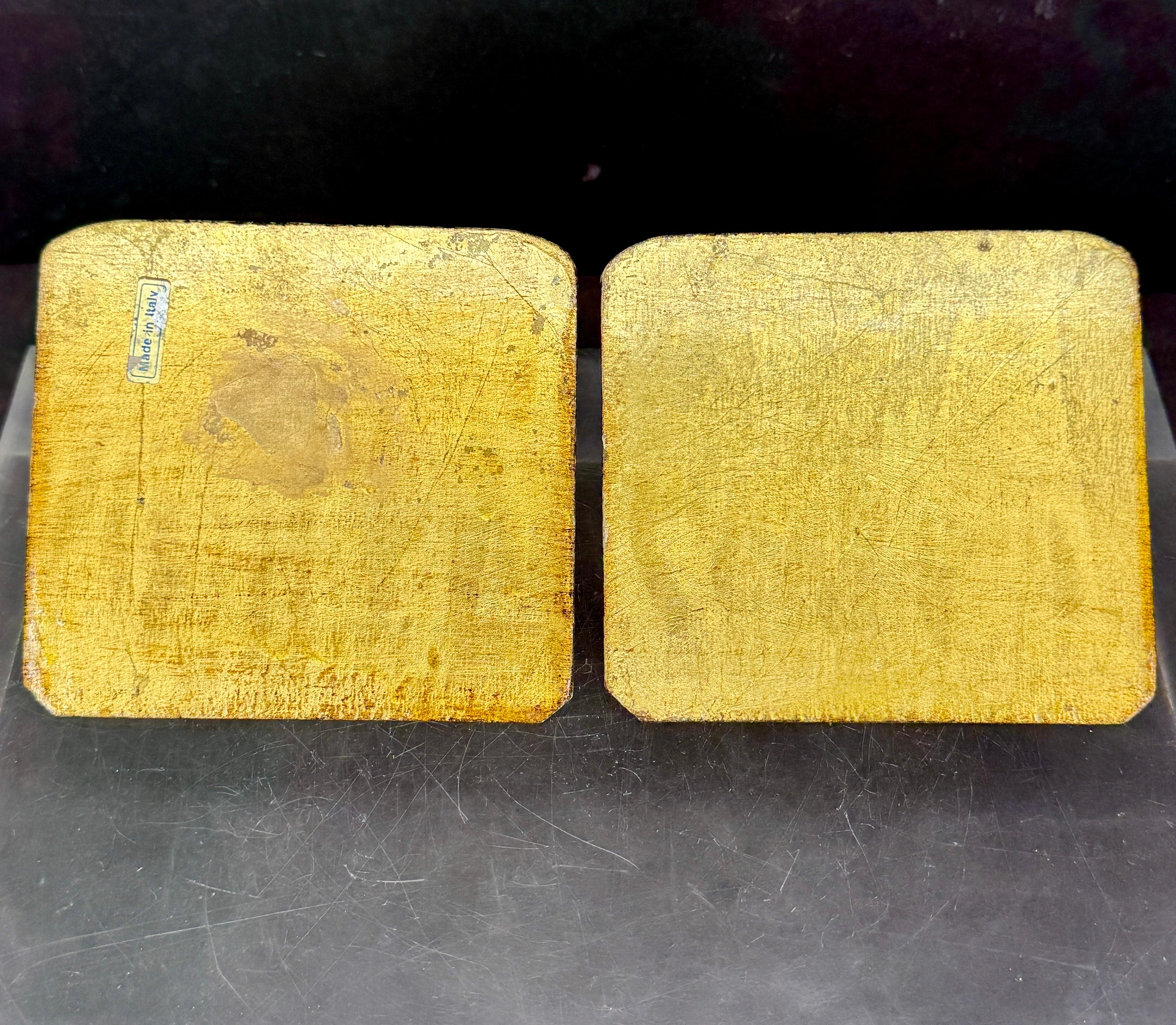 Legno Coppia di reggilibri italiani in legno dorato e Florentine della metà del secolo scorso in vendita