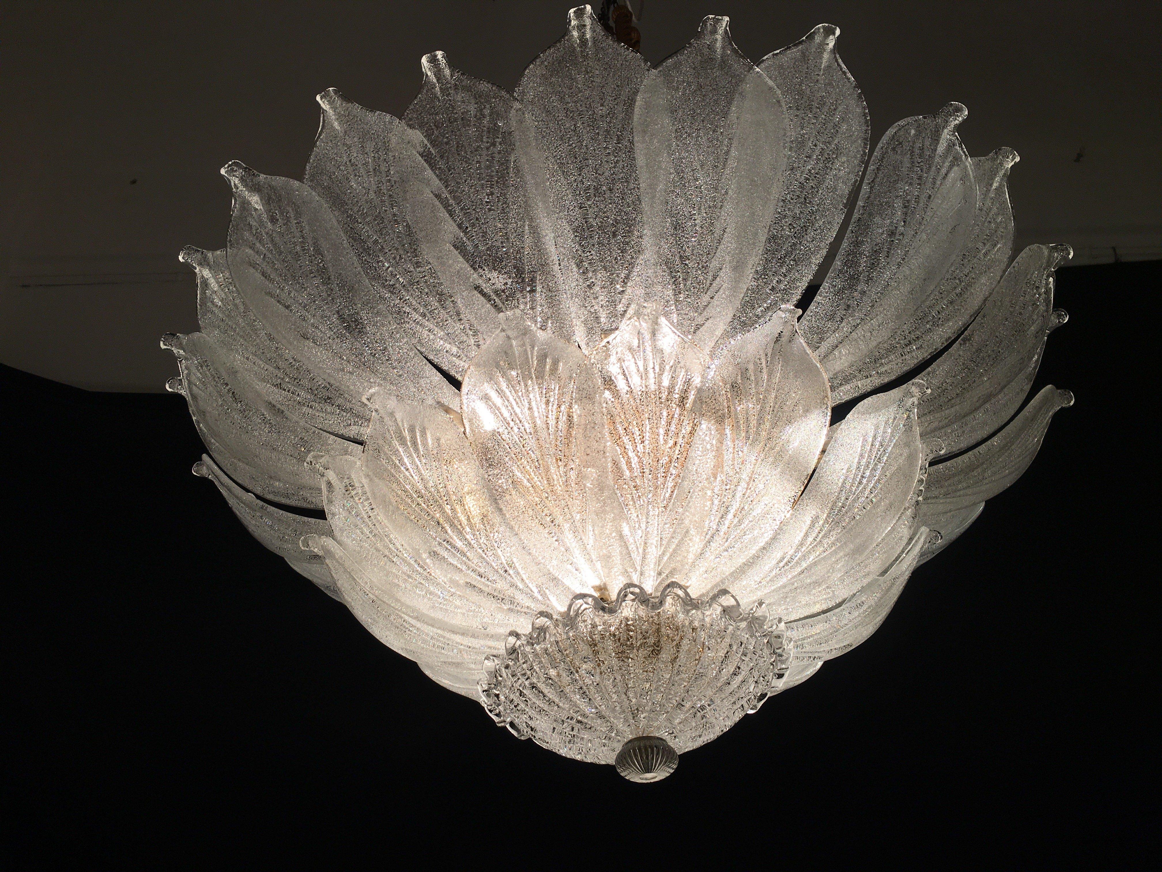 20th Century Pair of Italian Flush Mount Chandeliers, Murano For Sale