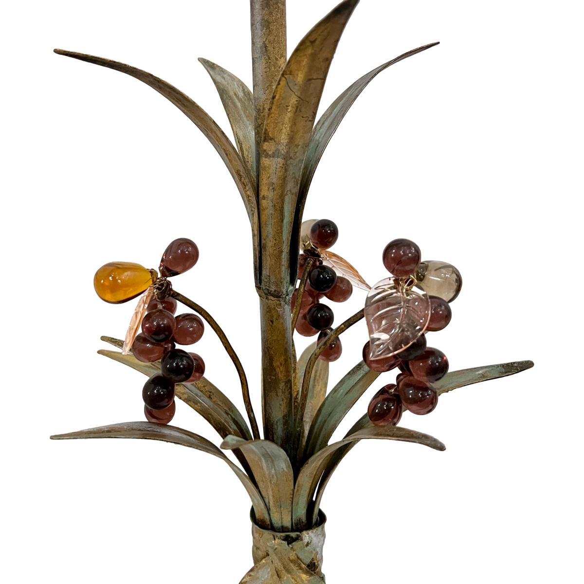 Gilt Pair of Italian Foliage Lamps For Sale