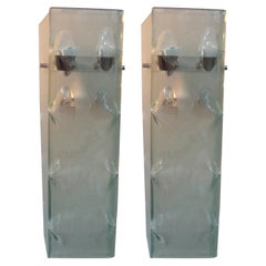 Pair of Italian Fontana Arte Inspired Glass Sconces