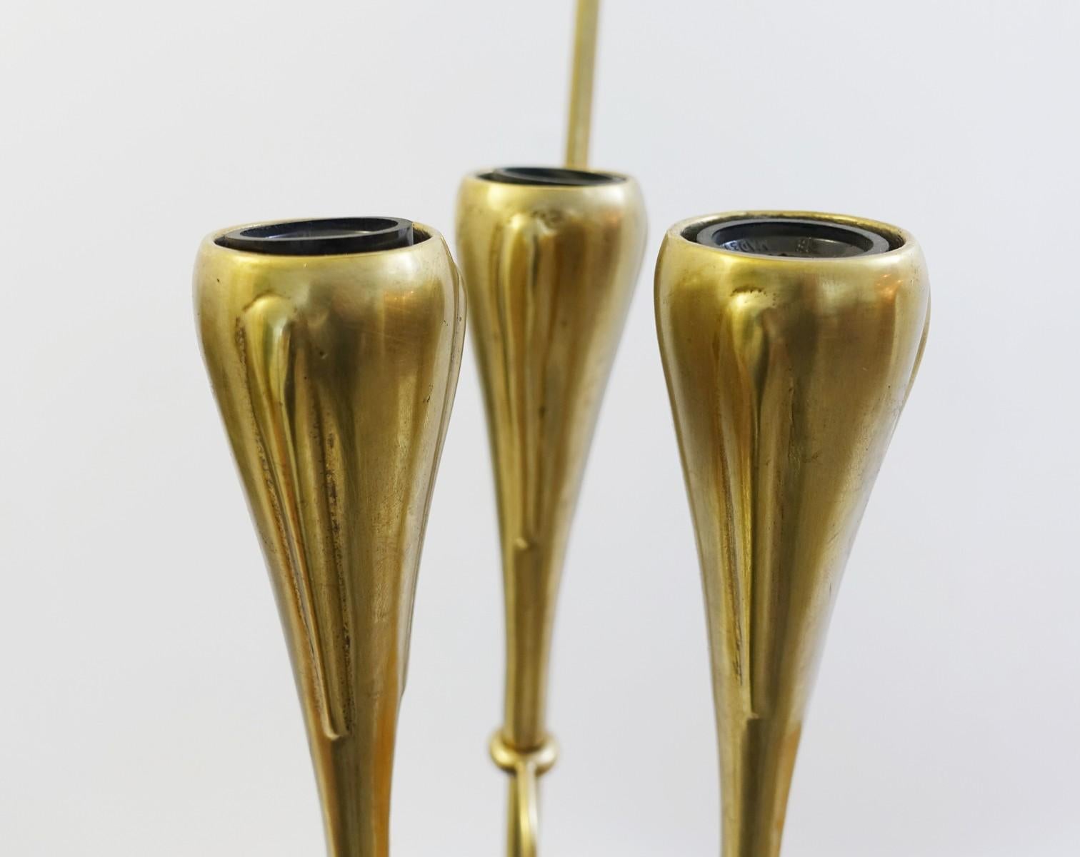 Late 20th Century Pair of Italian Fontana Arte Style Brass and Glass Pendants Light, Italy, 1970s