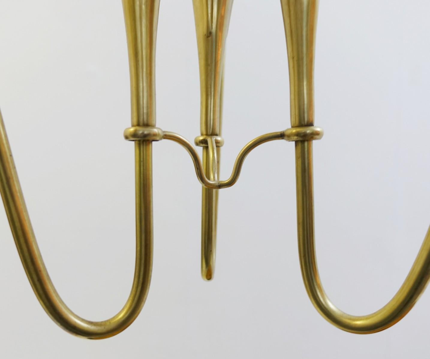 Pair of Italian Fontana Arte Style Brass and Glass Pendants Light, Italy, 1970s 1
