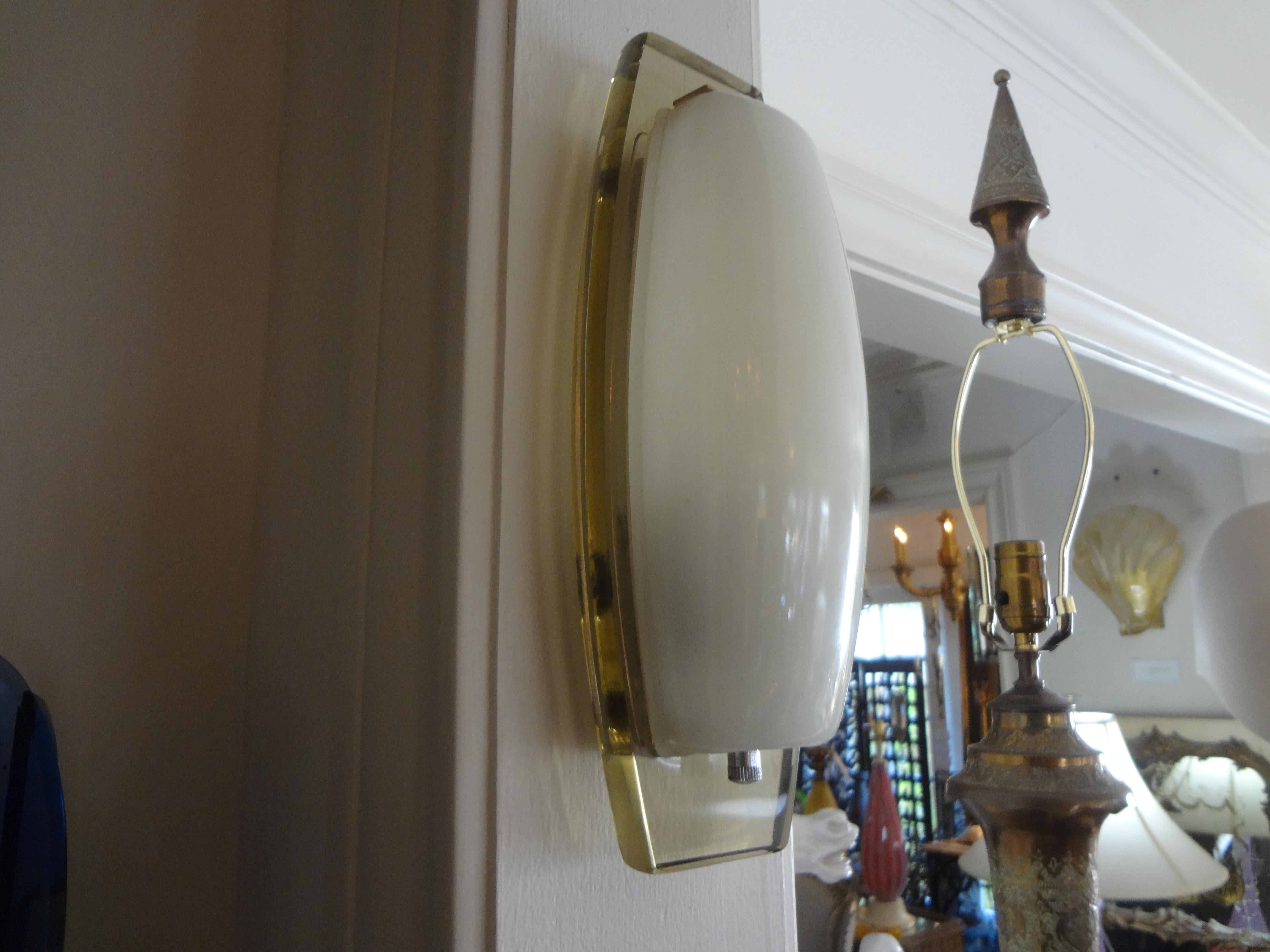 Pair of Italian Fontana Arte Style Glass Sconces For Sale 9