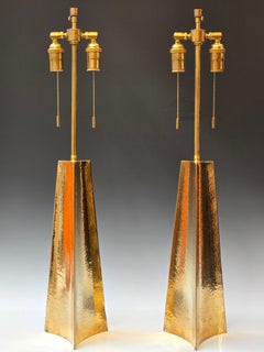 Pair of Italian Forged Bronze Lamps