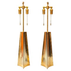 Pair of Italian Forged Bronze Lamps