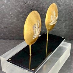 Pair of Italian Fornasetti Neo Classical Fragments on Lucite Stand, Art Glass