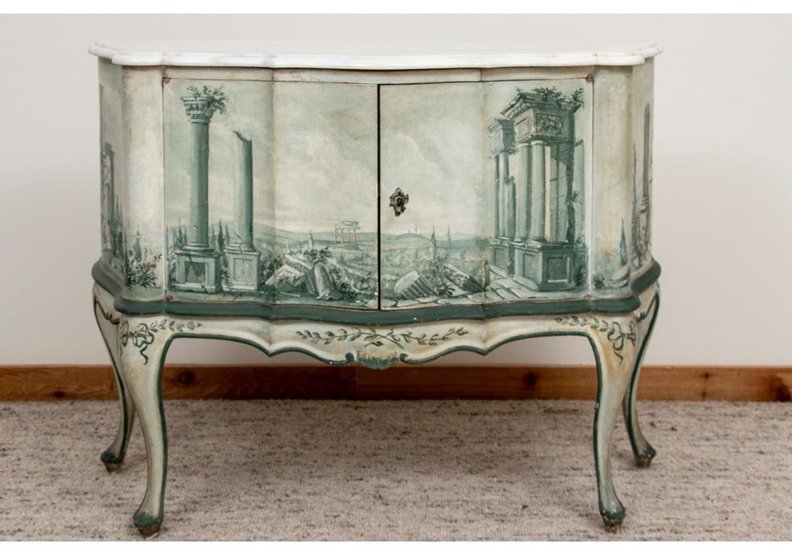 Pair of Italian Fornasetti Style Marble-Topped Commodes 4