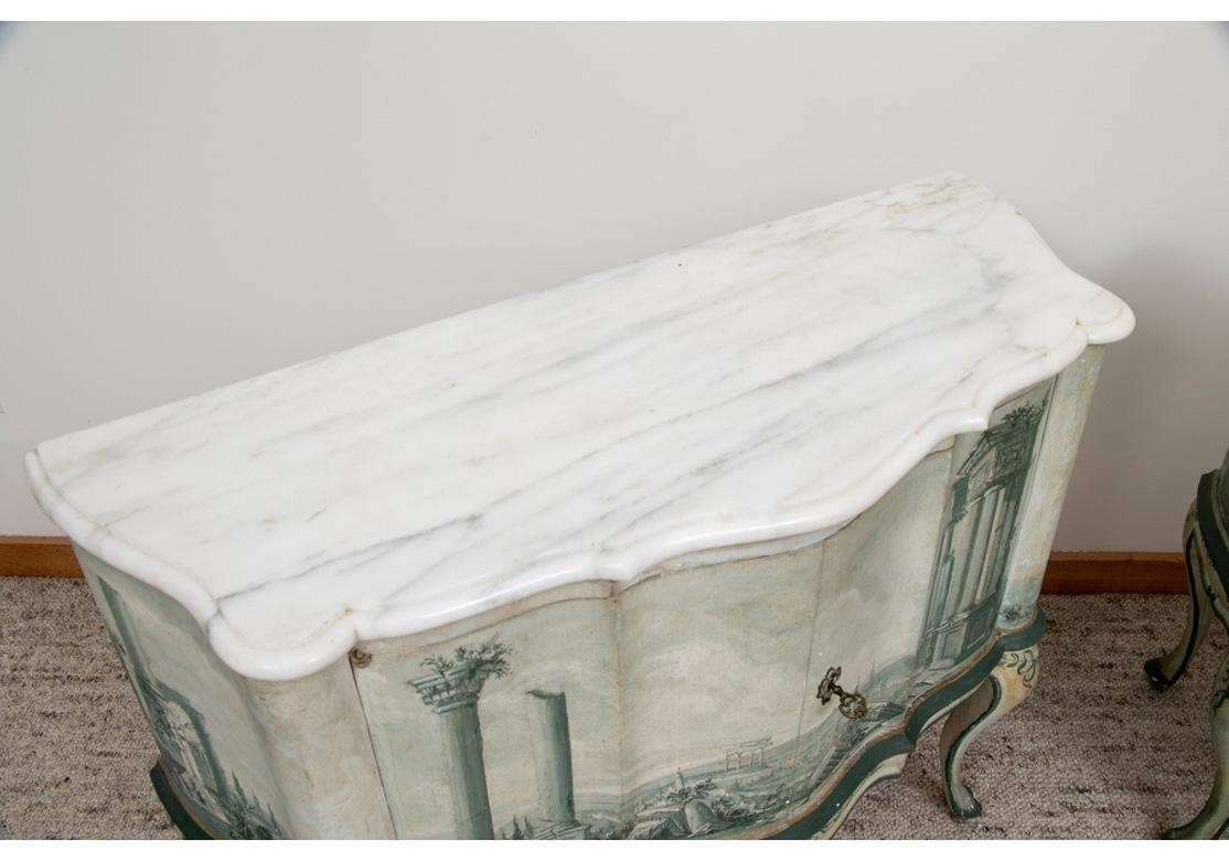 Pair of Italian Fornasetti Style Marble-Topped Commodes 5