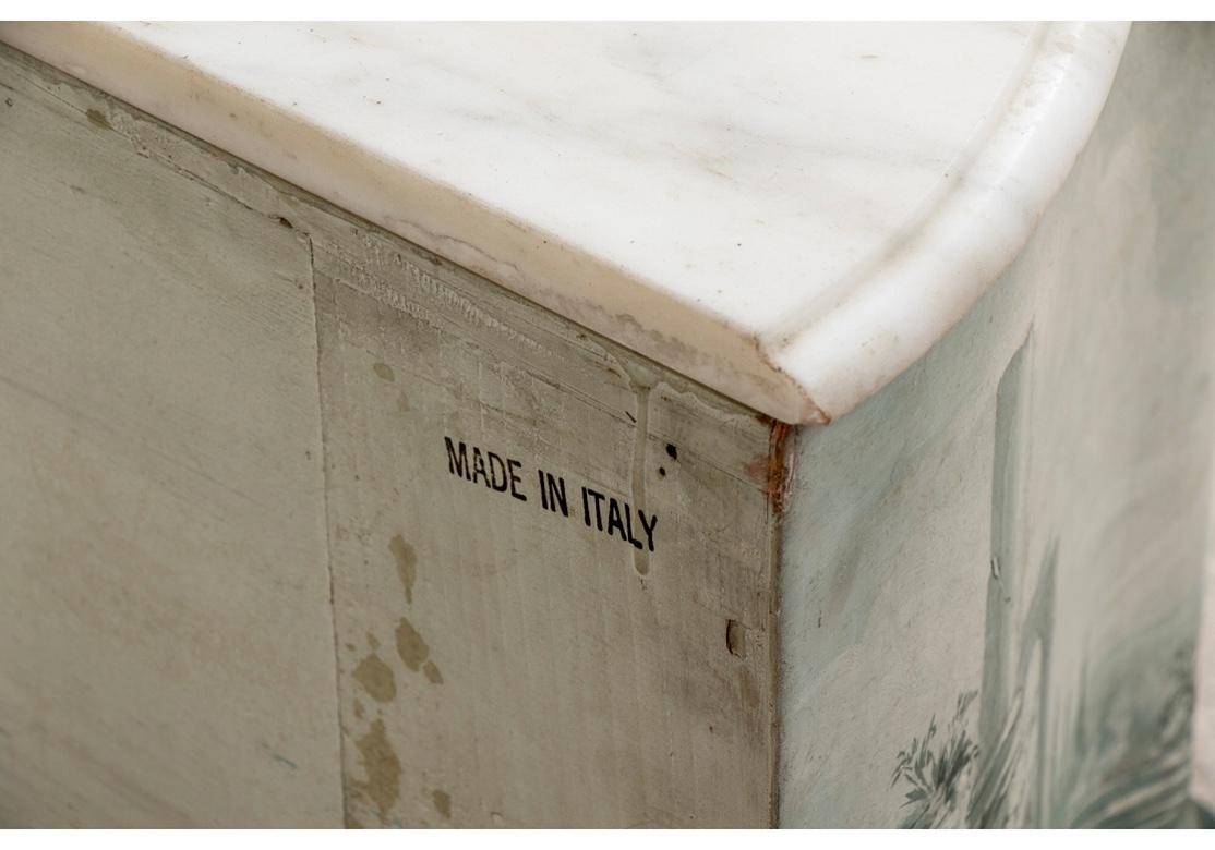 Pair of Italian Fornasetti Style Marble-Topped Commodes In Good Condition In Bridgeport, CT