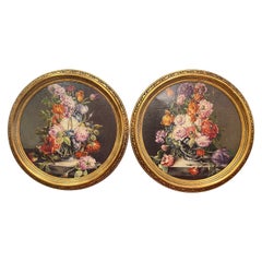 Pair of Italian Framed Oil on Canvas Floral Paintings Signed A. Ceparano
