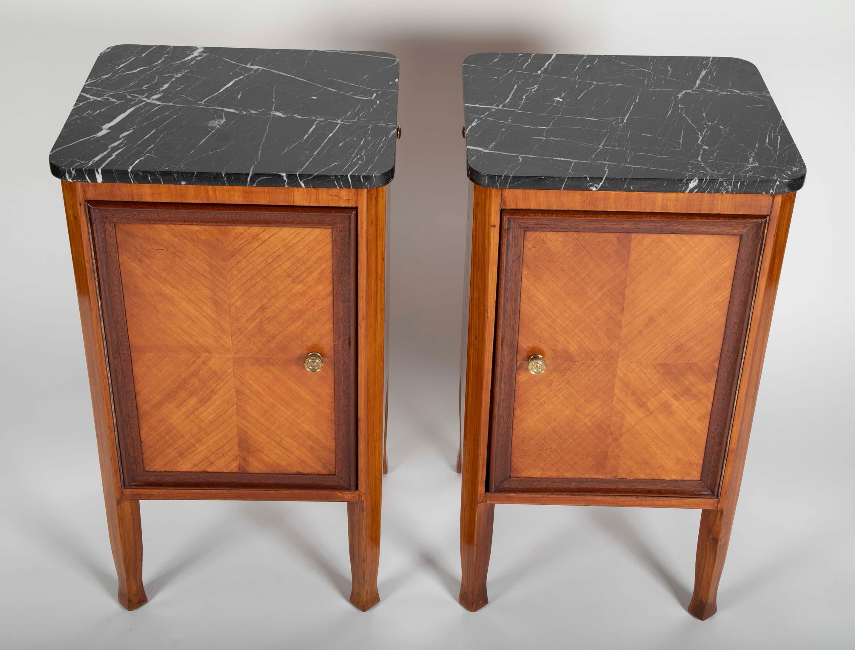 Fruitwood Pair of Italian Fruit Wood Bedside Cabinets